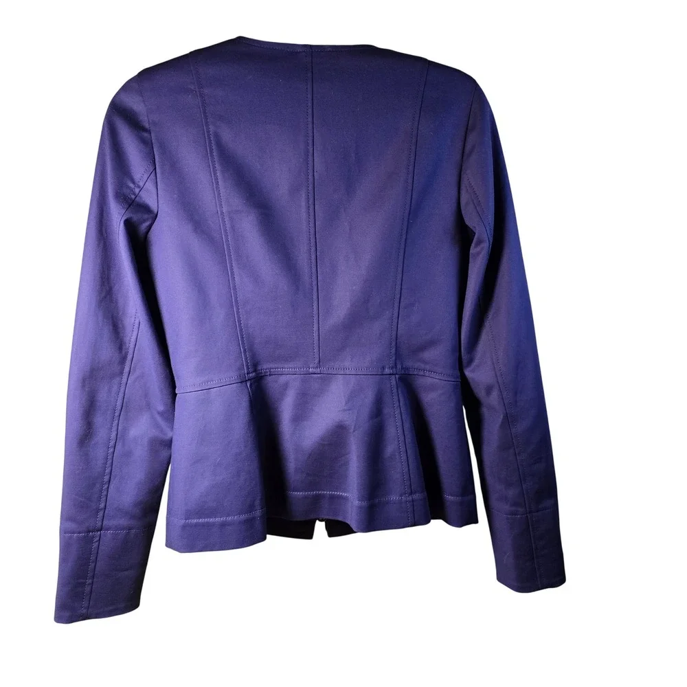 Worth New York Blue Zip Front Jacket Pencil Skirt Set Womens 4 Career Structured